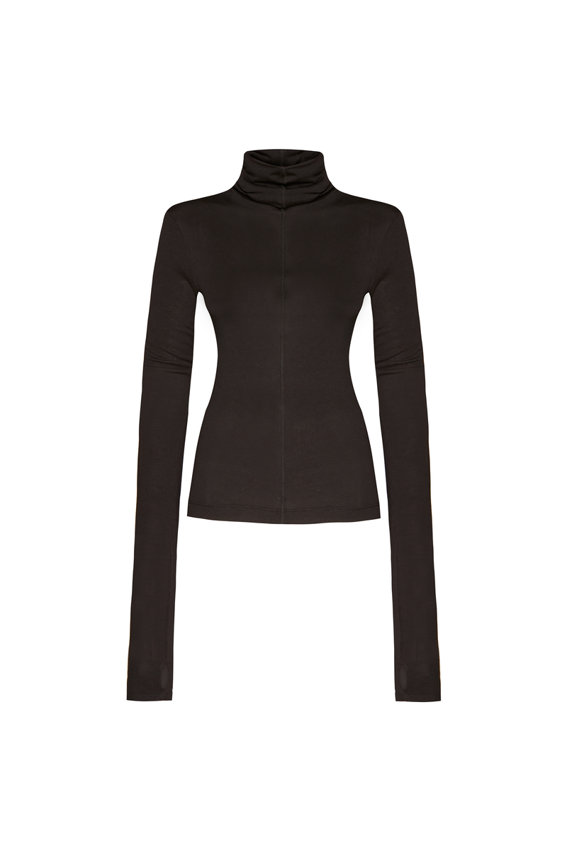 BLUSA MANGA LONGA GOLA ALTA MALHA PRETA (8950206922979)