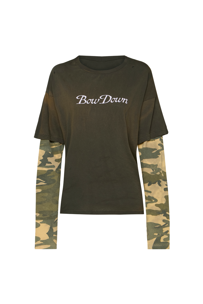 CAMISETA SOBREPOSIÇÃO LAÇO MANGA CAMUFLADA (8838230048995)