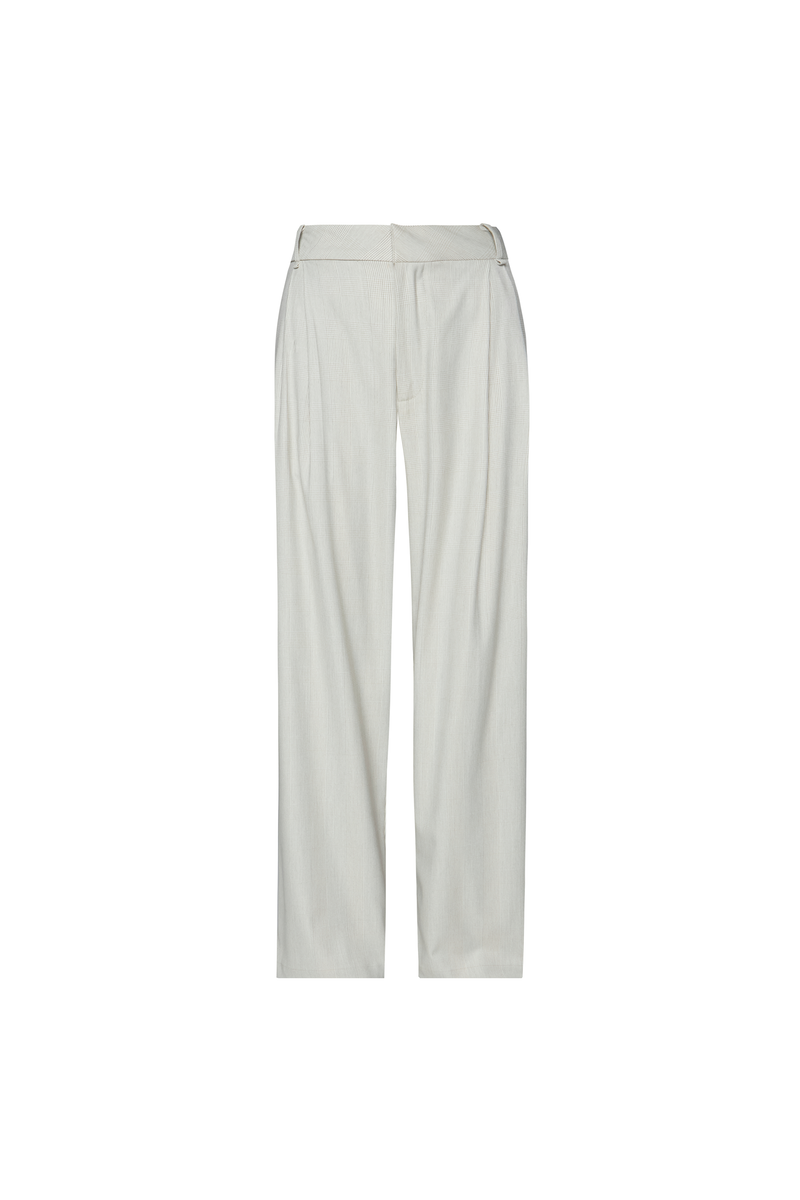 CALÇA ALFAIATARIA PREGAS XADREZ BEGE CLARO (8838228279523)