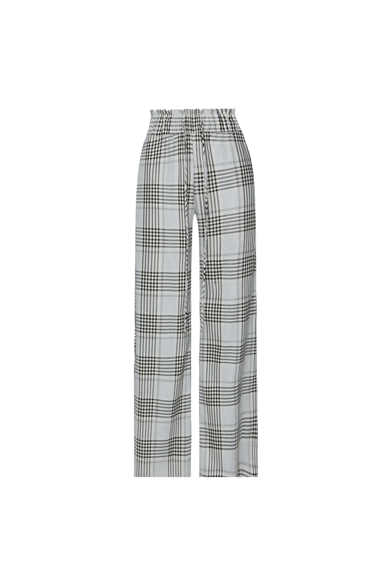 CALÇA RETA ELÁSTICO CÓS XADREZ CINZA (8838229655779)
