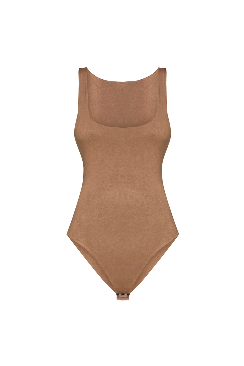 BODY SEM MANGA DECOTE QUADRADO MALHA MARROM (8838228050147)