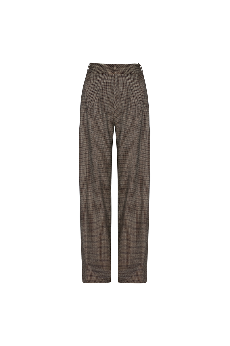 CALÇA ALFAIATARIA PREGAS XADREZ MARROM (8864518078691)