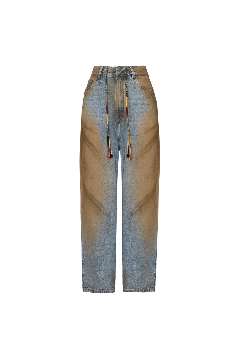 CALÇA JEANS BALLON MANCHADA DIRTY (8865107575011)