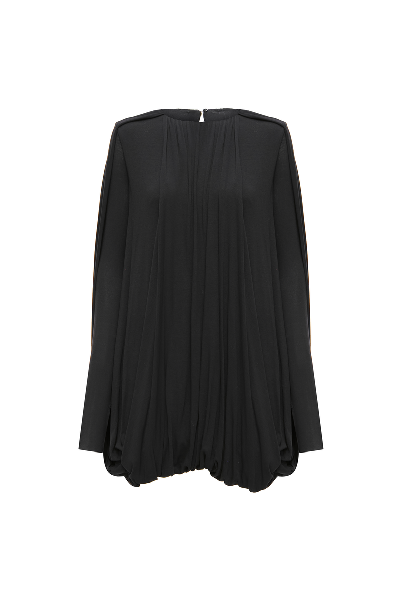 VESTIDO CURTO AMPLO BALONÊ CAPA MALHA PRETO (8864602882275)