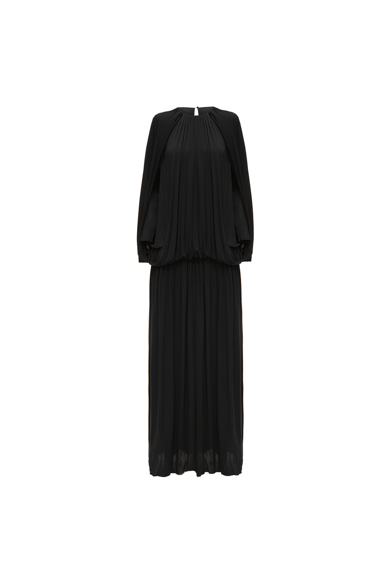 VESTIDO LONGO AMPLO CAPA MALHA PRETO (8864603046115)