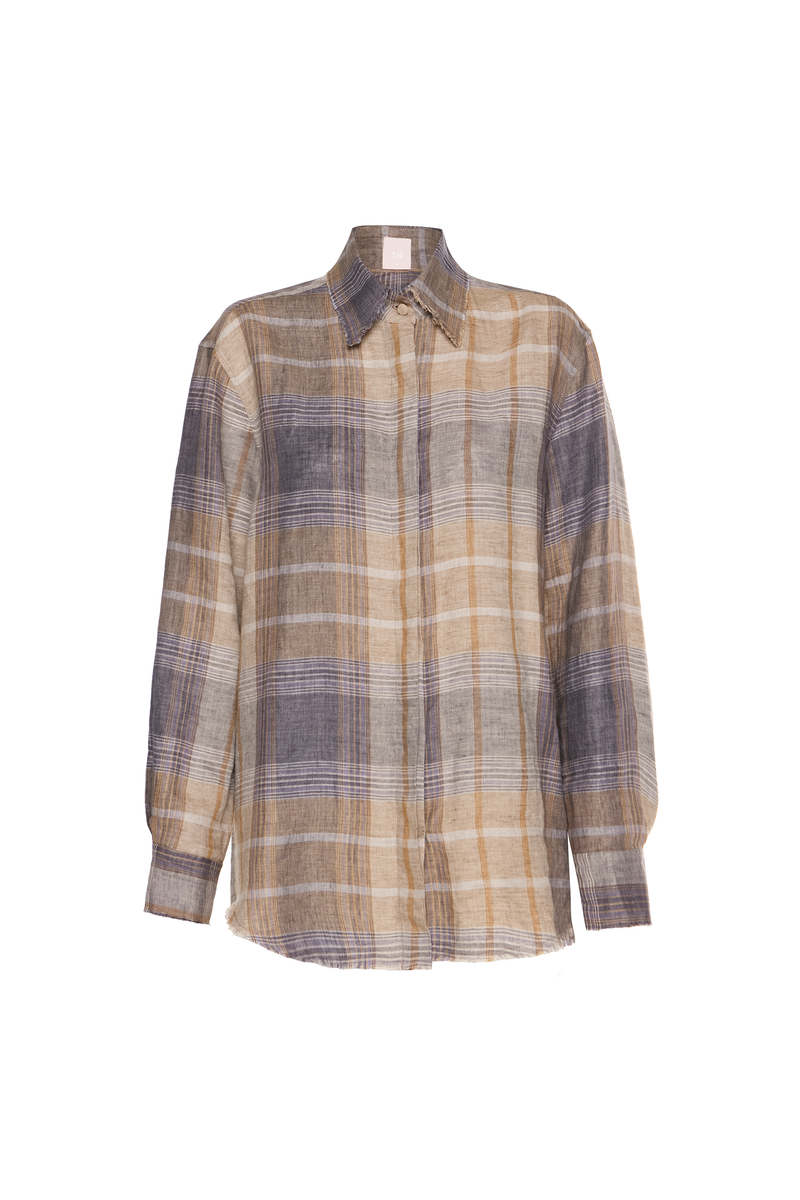CAMISA LINHO XADREZ AZUL E BEGE (8864518897891)