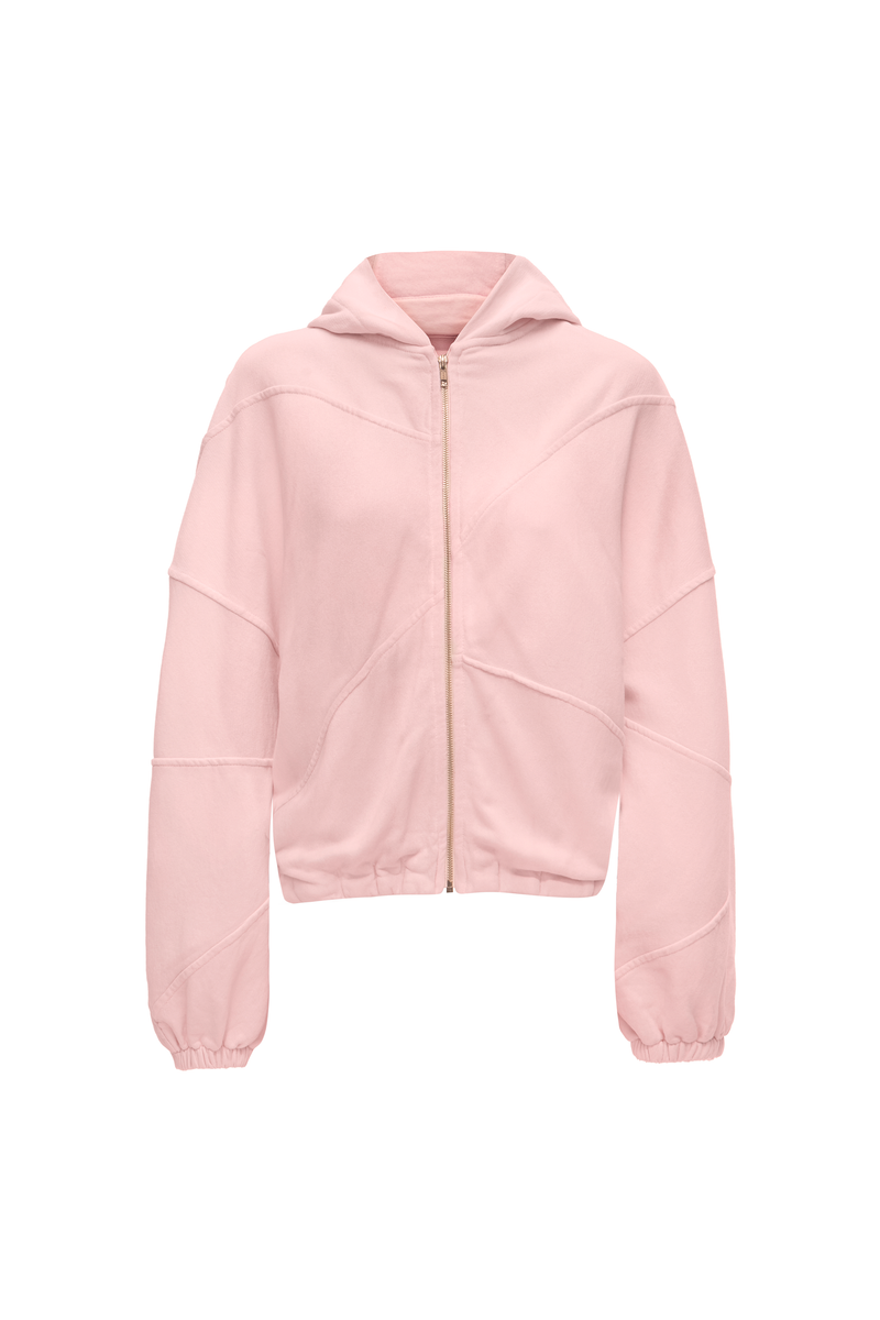 BLUSA MOLETOM ZÍPER RECORTES CAPUZ ROSA ESTONADO (8864517882083)