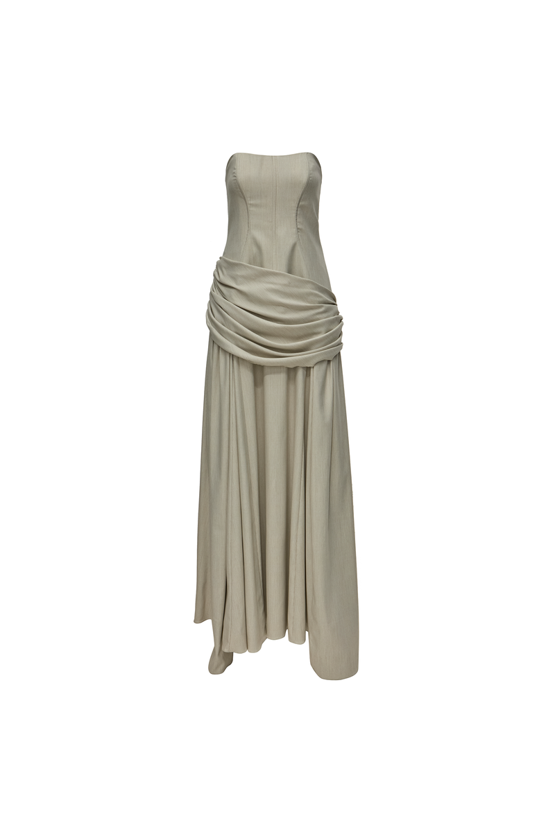 VESTIDO LONGO TOMARA QUE CAIA XADREZ BEGE CLARO (8838232539363)