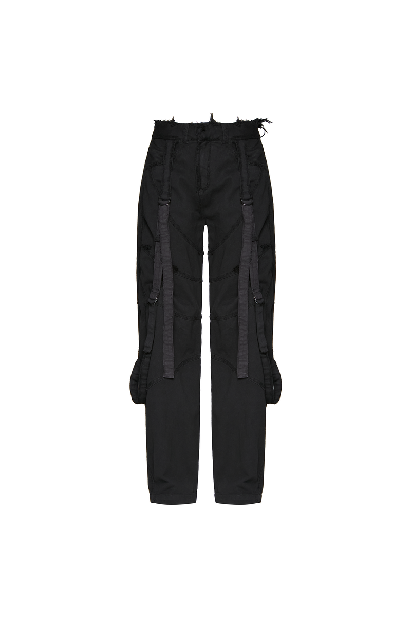 CALÇA RECORTES FAIXAS SARJA PRETA (8906273554659)