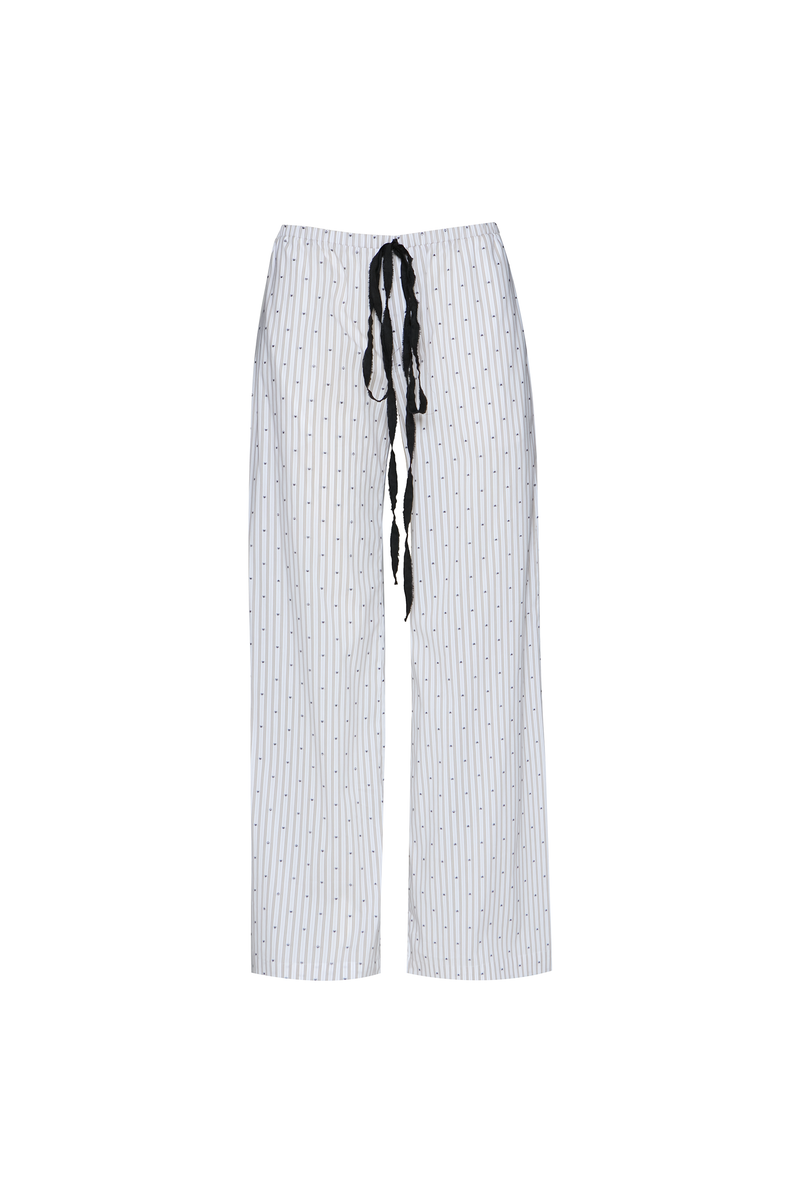 CALÇA RETA CÓS ELÁSTICO TRICOLINE LISTRAS BEGE (8904898150627)