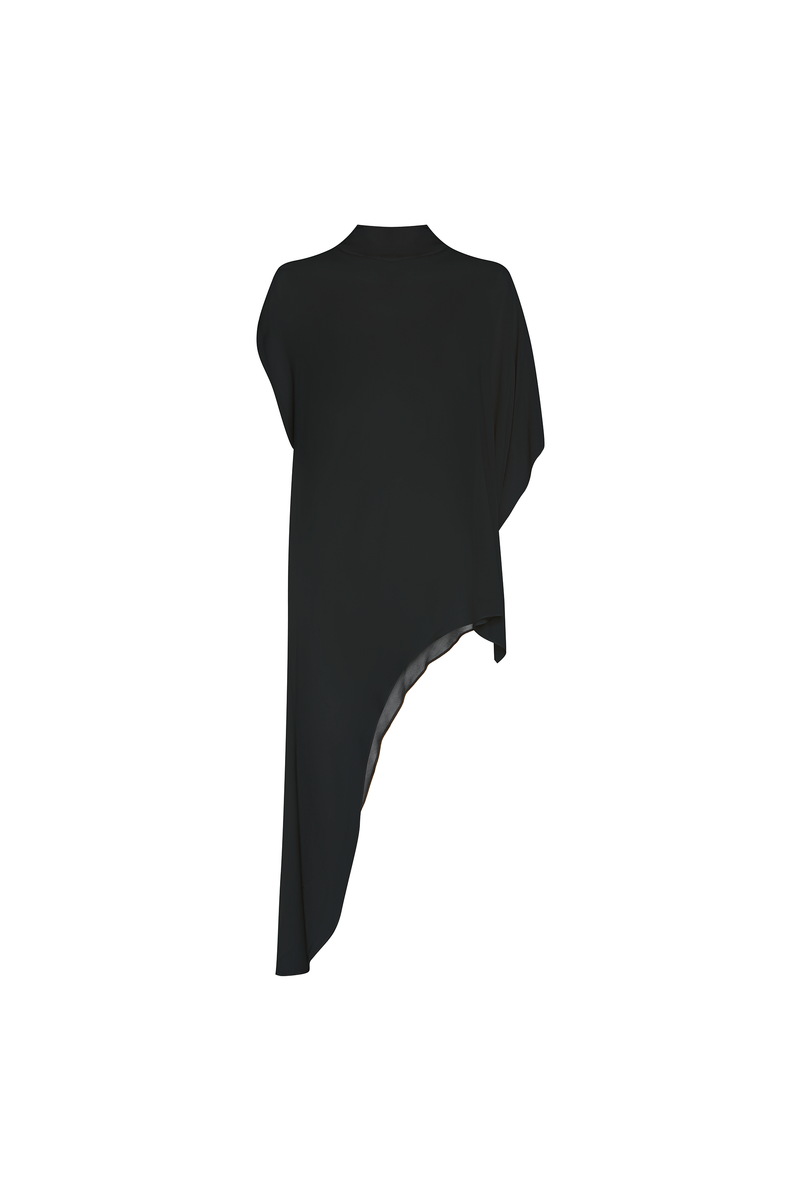 BLUSA KAFTAN ASSIMÉTRICA GEORGETE PRETO (8904896938211)