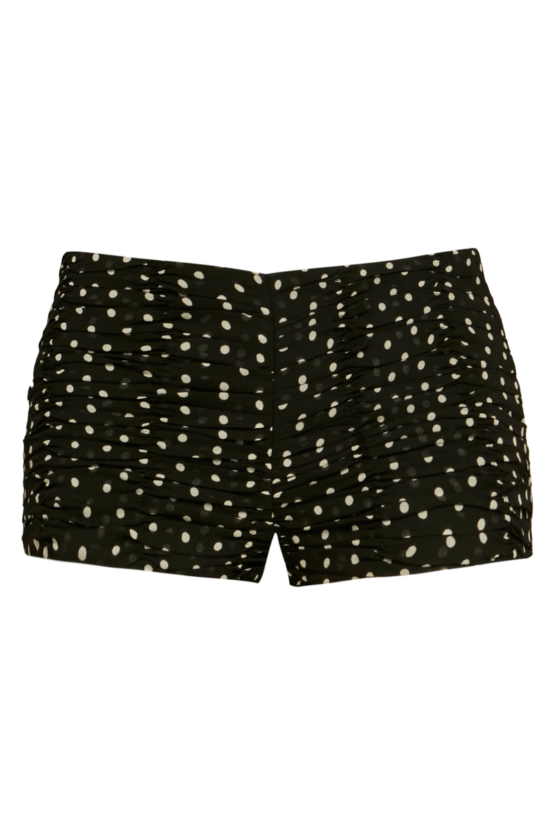 MINI SHORTS DRAPEADO GEORGETE POÁ PRETO (8928991936739)