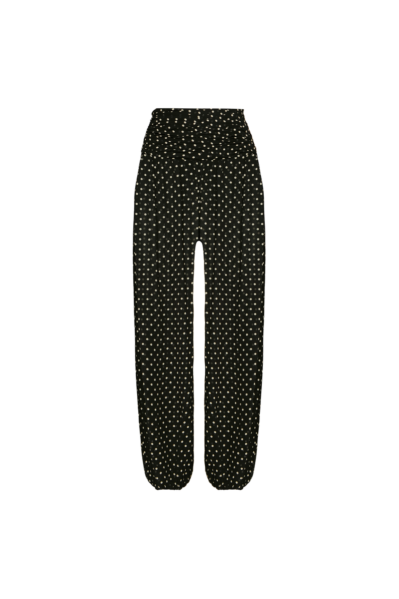 CALÇA ALADIM PALA DRAPEADA GEORGETE POÁ PRETO (8928985972963)
