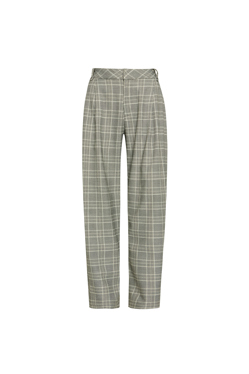 CALÇA ALFAIATARIA PREGAS XADREZ PRETO E BRANCO (8928987381987)