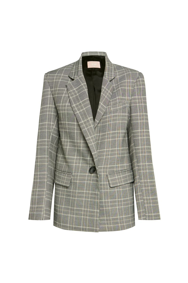 BLAZER ALFAIATARIA XADREZ PRETO E BRANCO (8928979550435)