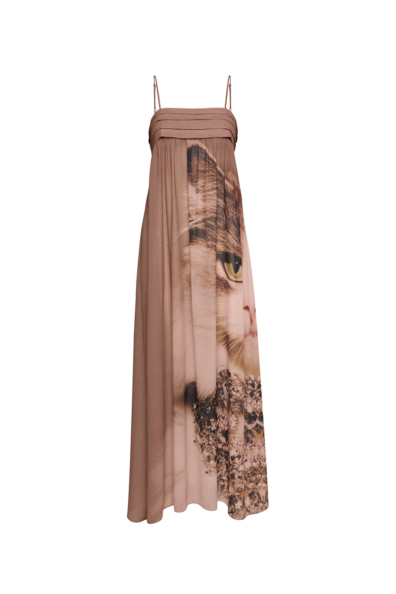 VESTIDO LONGO ALÇA PEITO DRAPEADO GATO (8950209741027)