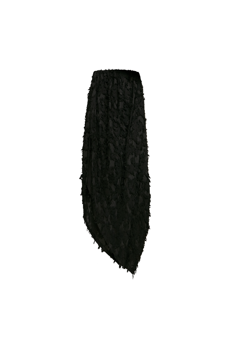 VESTIDO TOMARA QUE CAIA LONGO ASSIMÉTRICO ALGODÃO DEVORÊ PRETO (8950211739875)