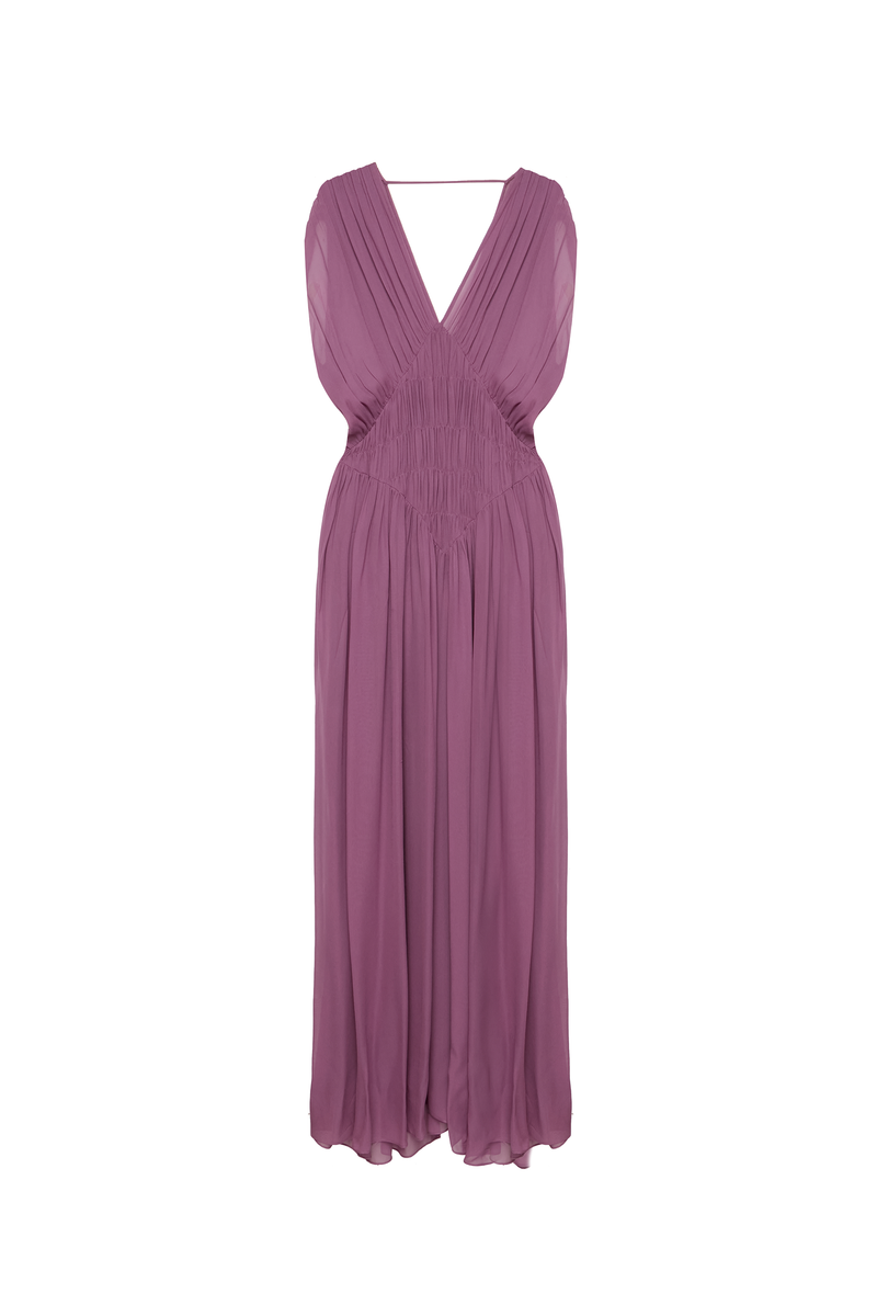 VESTIDO LONGO SEM MANGA LASTEX GEORGETE LAVANDA (8950210625763)