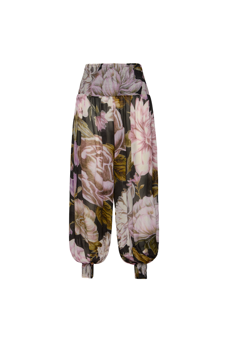 CALÇA PALA E PUNHO LASTEX FLORAL PRETO (8980752892131)