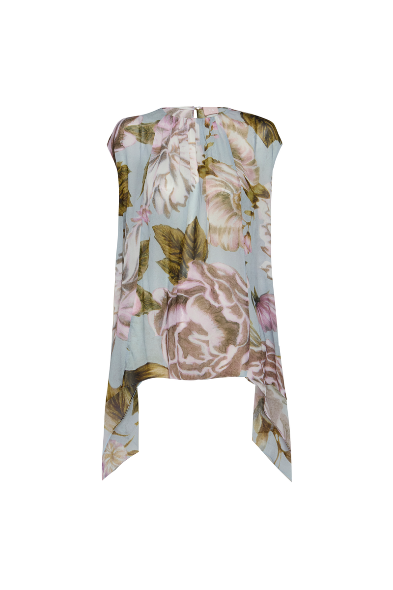 BLUSA AMPLA PONTAS SEM MANGA GEORGETE FLORAL AZUL (8980750041315)