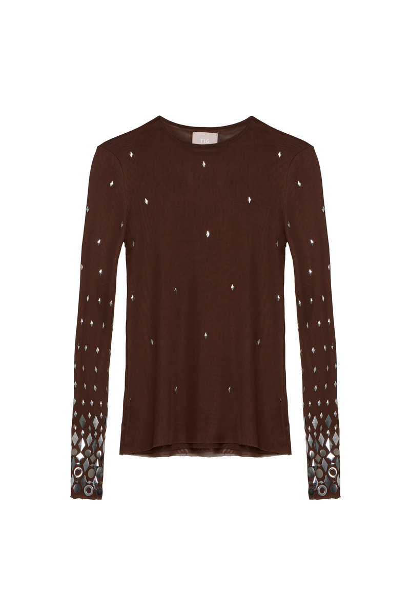 BLUSA MANGA LONGA METAIS TULE MARROM (8980751384803)