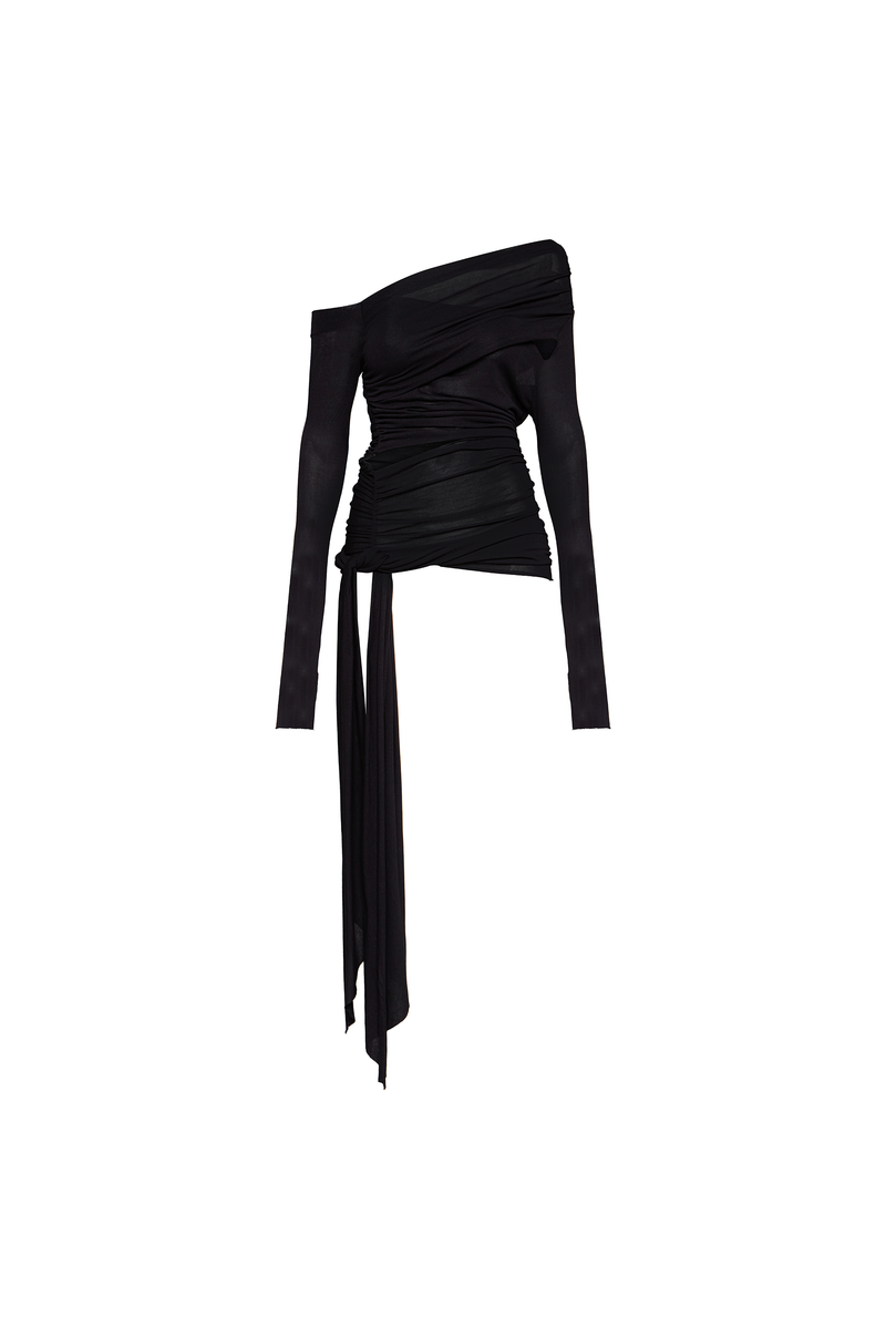 BLUSA MANGA LONGA TRANSPASSES MALHA PRETA (8950207086819)
