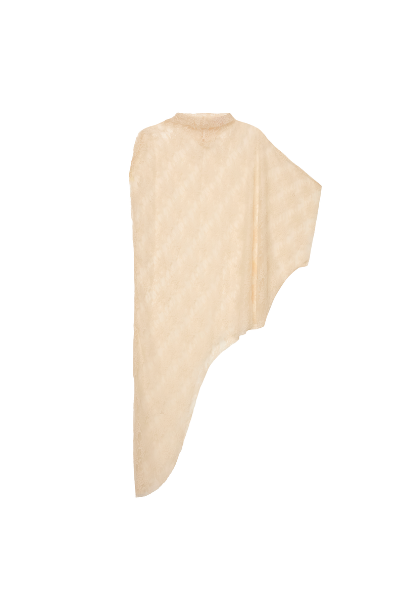 BLUSA KAFTAN ASSIMÉTRICA RENDA BEGE