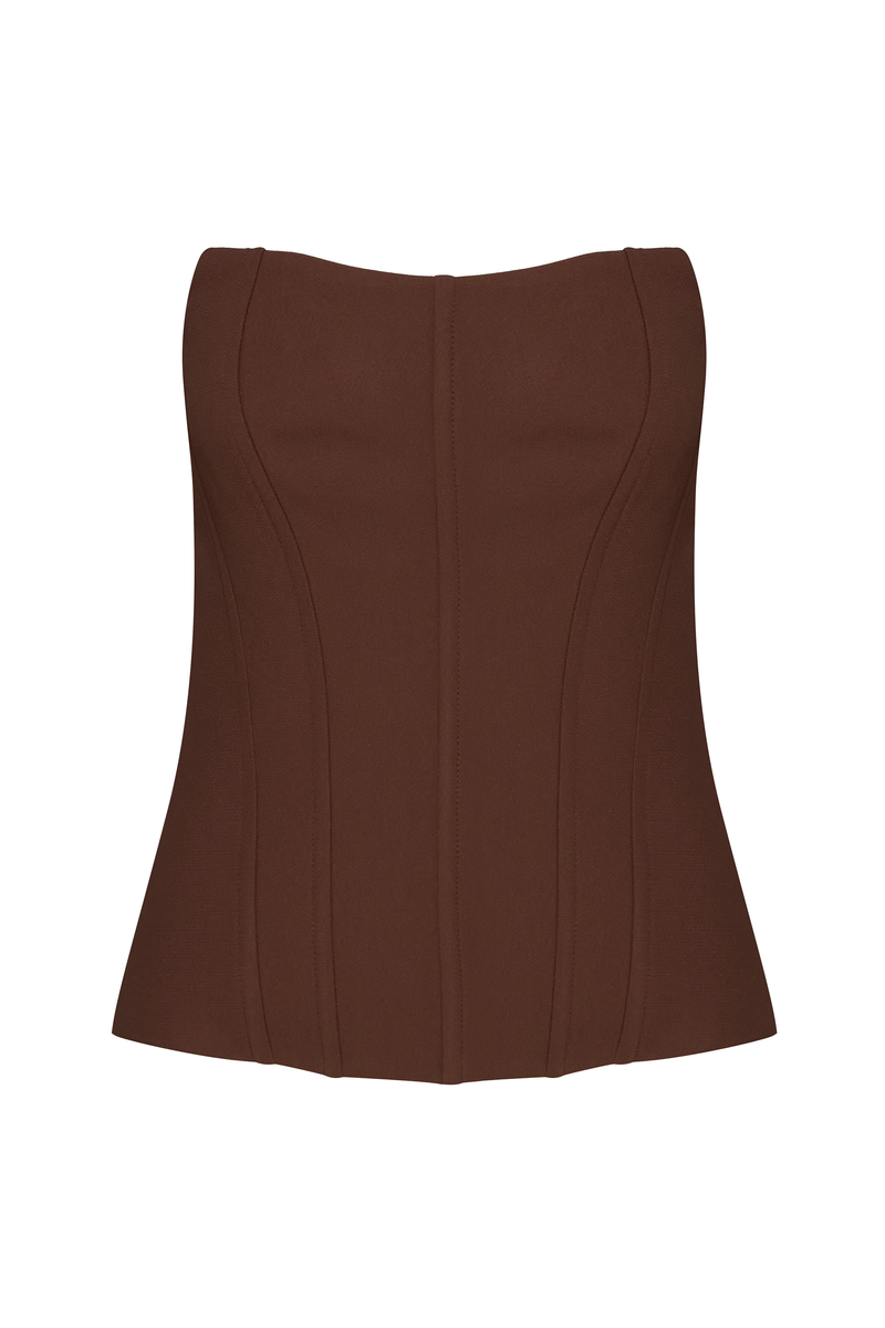 TOP CORSET TOMARA QUE CAIA PATOU MARROM