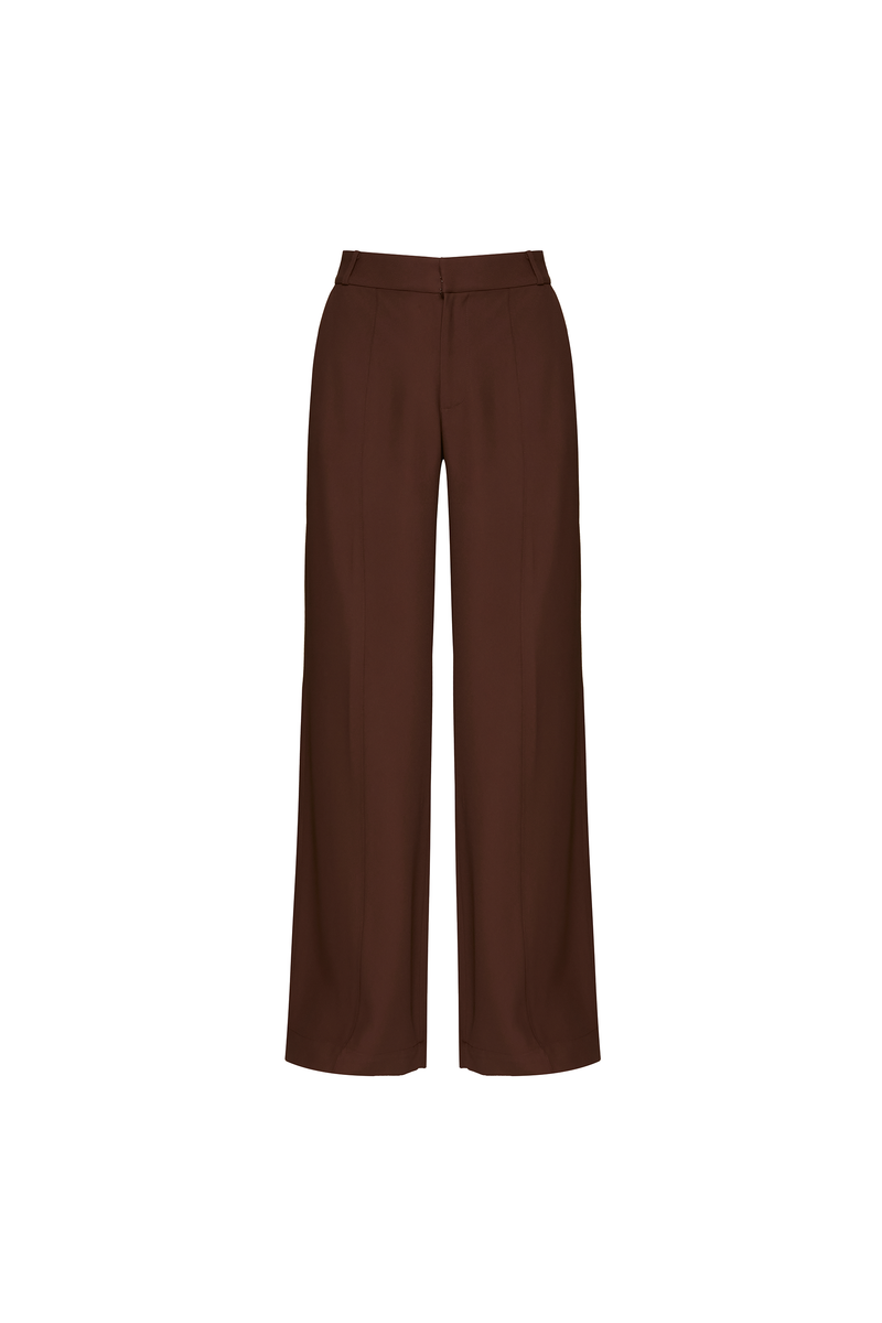 CALÇA ALFAIATARIA PERNA RETA FRISO FRONTAL PATOU MARROM