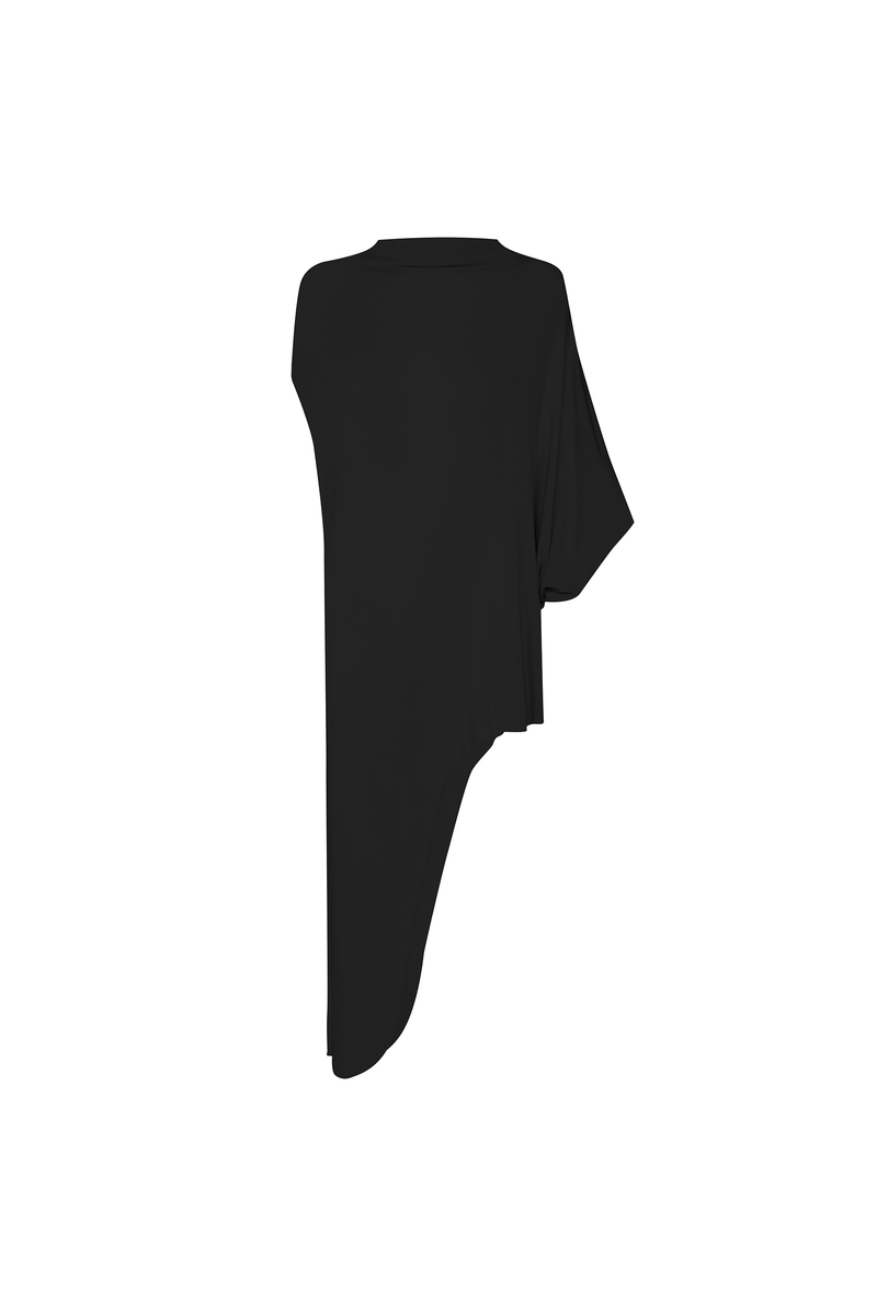 BLUSA KAFTAN ASSIMÉTRICA MALHA PRETA