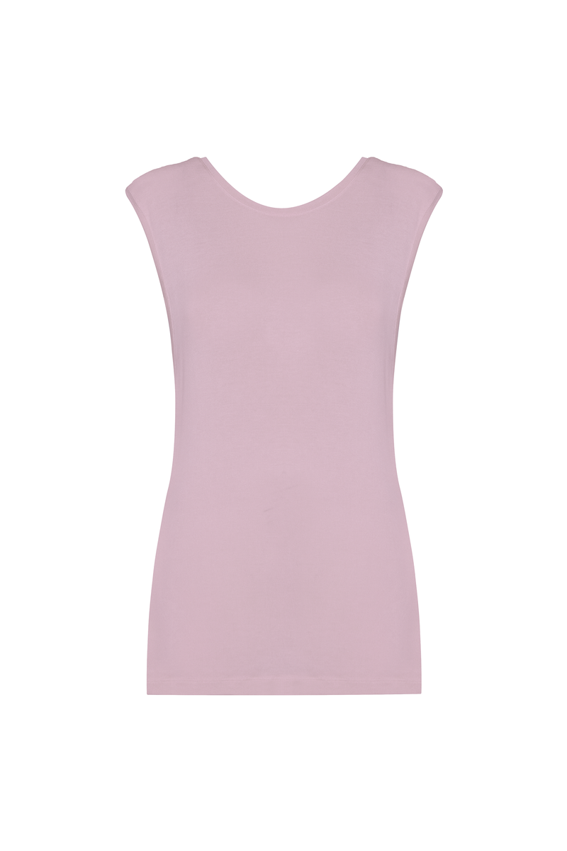 BLUSA SEM MANGA COSTAS CRUZADAS MALHA LAVANDA