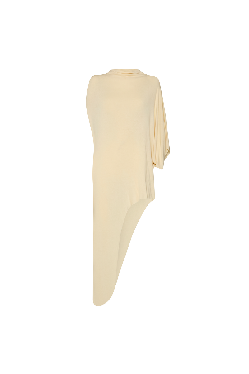 BLUSA KAFTAN ASSIMÉTRICA MALHA MANTEIGA