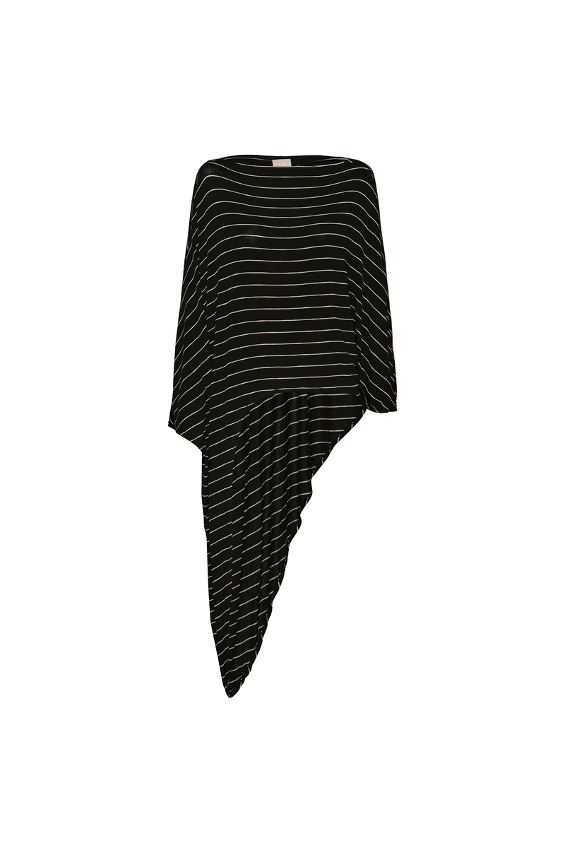 BLUSA ASSIMÉTRICA MALHA LISTRAS PRETO E BRANCO (8765747822819)