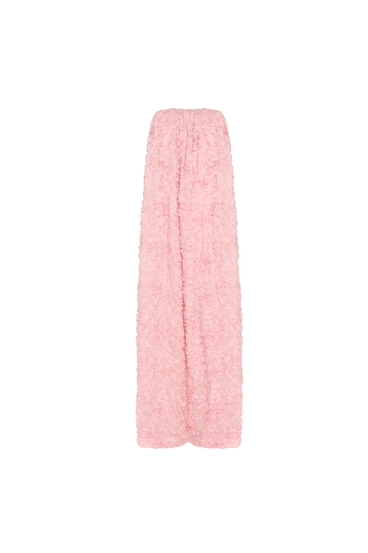 VESTIDO FESTA LONGO TOMARA QUE CAIA BORDADO ROSA