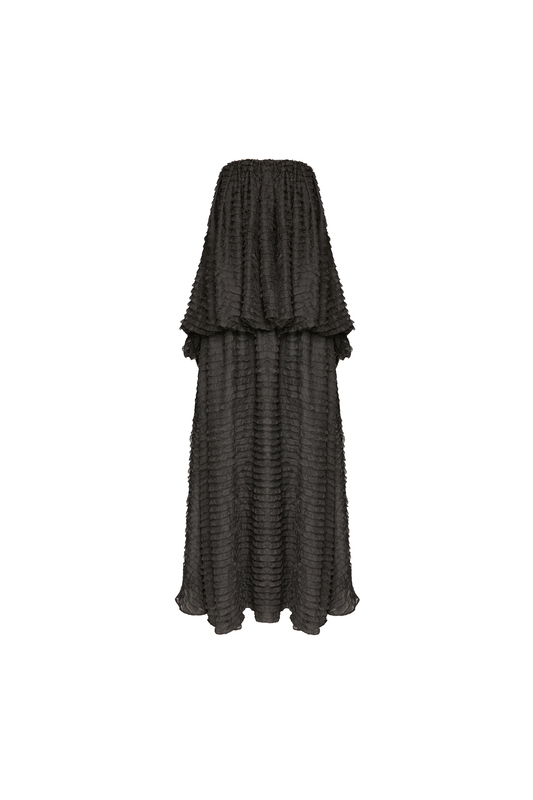 VESTIDO FESTA LONGO TOMARA QUE CAIA CORPO BALONÊ PRETO