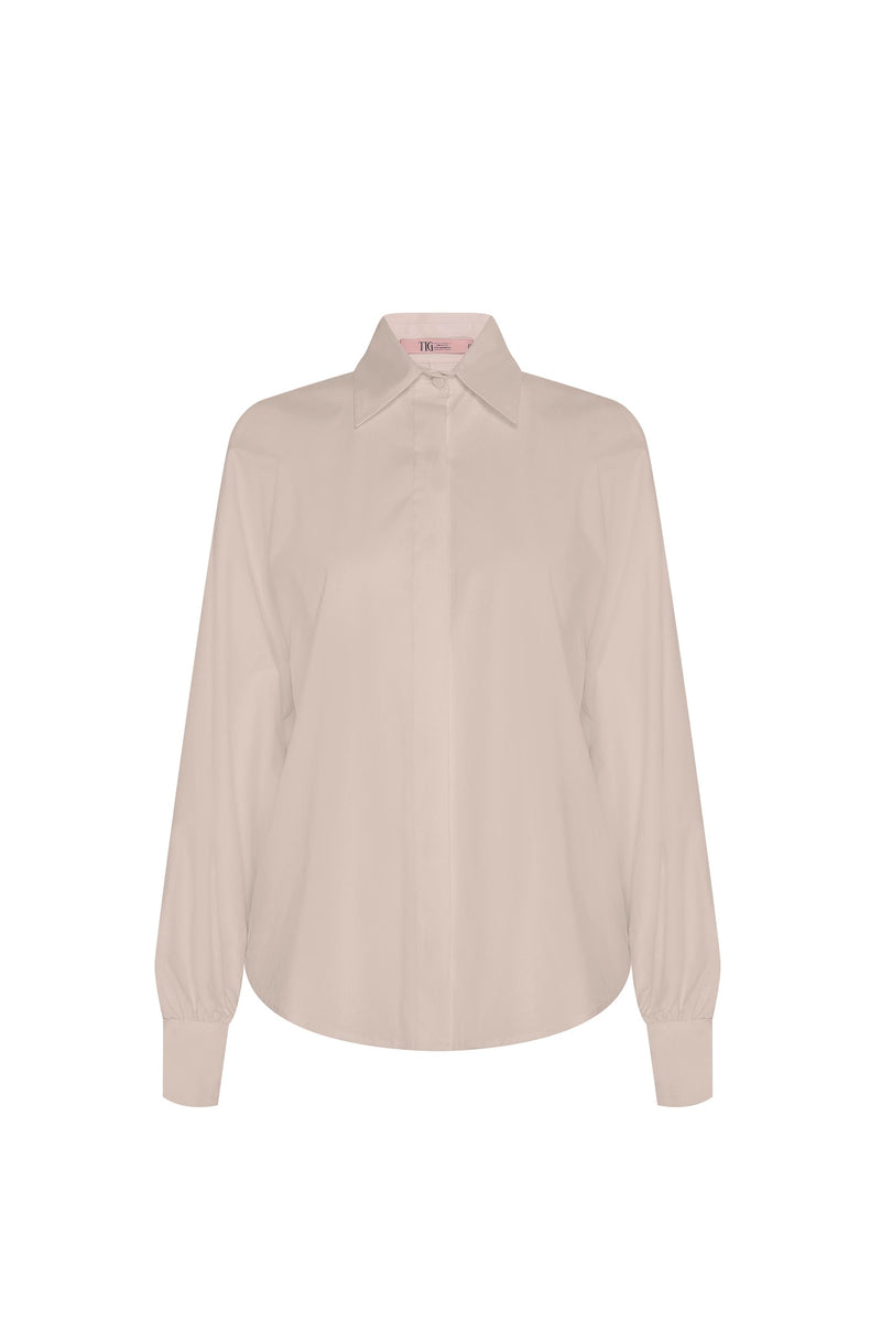 CAMISA MANGA AMPLA TRICOLINE BEGE (8127961825507)