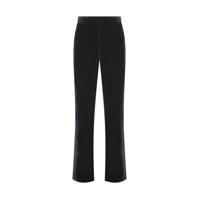 CALÇA RETA ELÁSTICO CINTURA VELUDO PRETO (8098998616291)