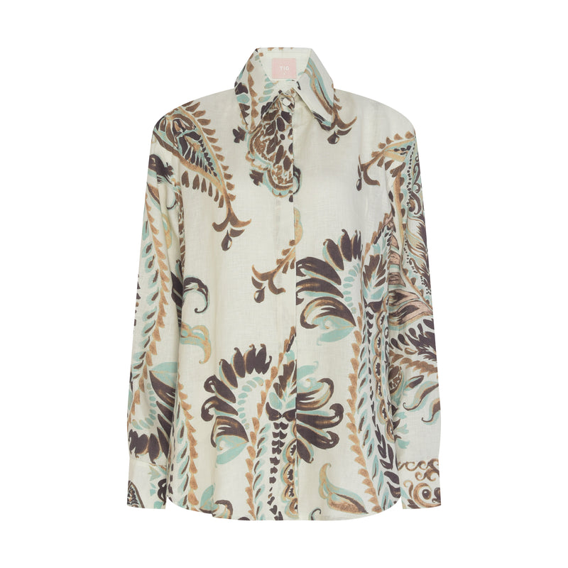CAMISA LINHO ESTAMPA PAISLEY VERDE E MARROM (8193360822499)