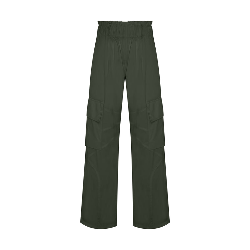 CALÇA CARGO ELÁSTICO CINTURA TRICOLINE VERDE (8193355284707)