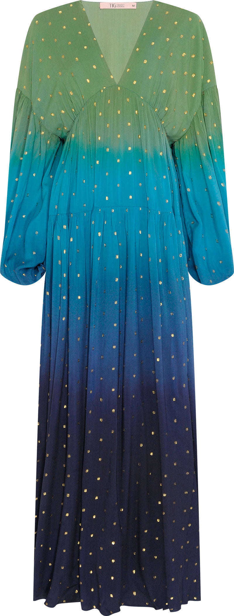 VESTIDO LONGO LUREX AZUL E VERDE TIE DYE (8112396108003)
