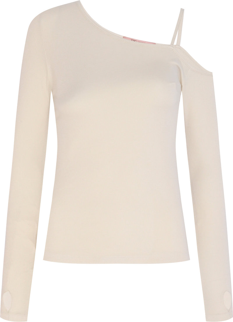 BLUSA DECOTE ASSIMÉTRICO ML MALHA OFF WHITE (8112392995043)