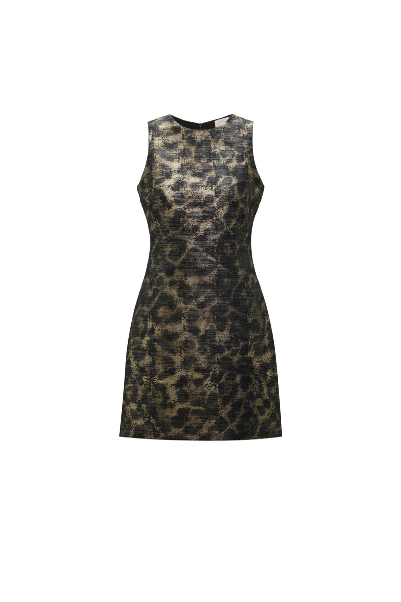 VESTIDO TUBO JACQUARD ESTAMPA ONÇA (8362860871907)