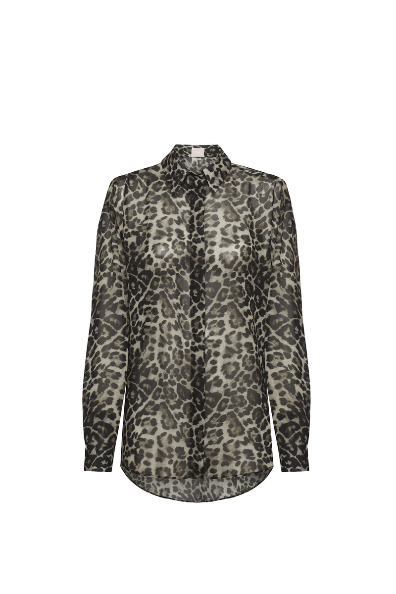 CAMISA GEORGETE  ESTAMPA ONÇA (8362858741987)