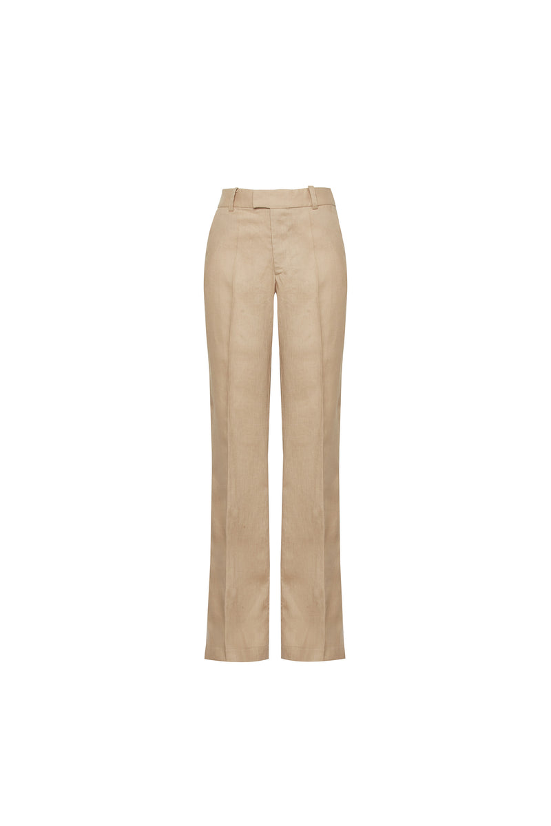 CALÇA RETA LINHO BEGE (8362857431267)
