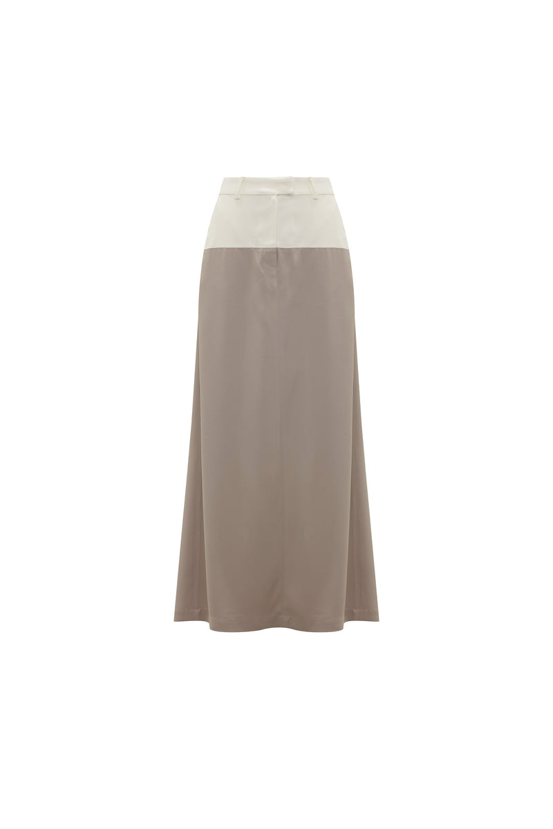 SAIA LONGA BICOLOR CREPE PATOU CINZA E OFF WHITE (8362859626723)