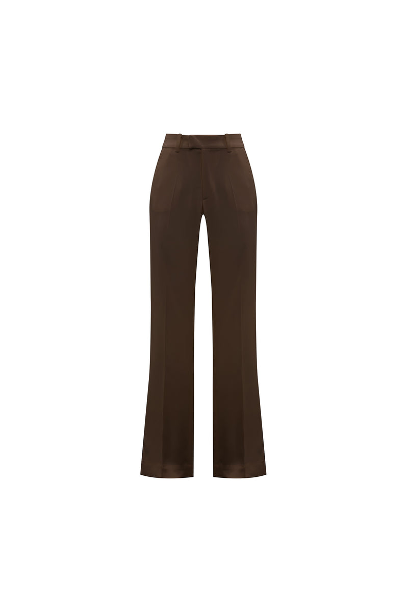 CALÇA RETA CREPE PATOU MARROM (8362856874211)