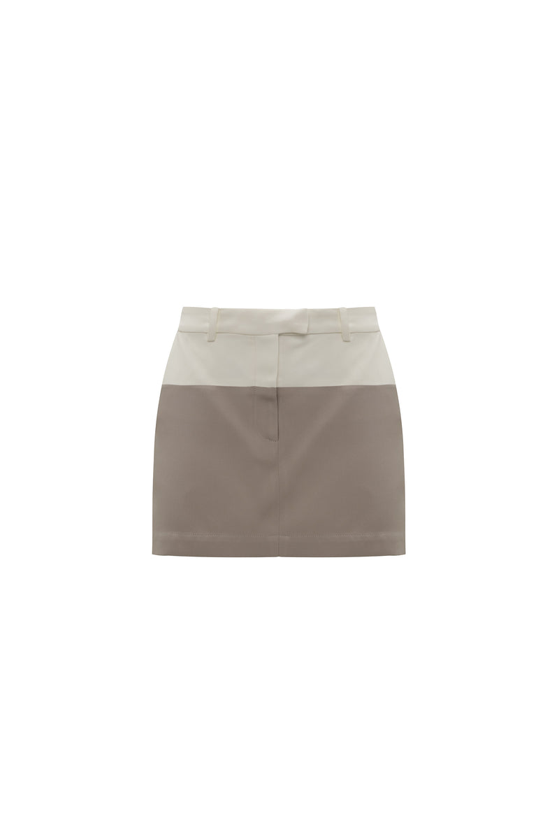 MINI SAIA BICOLOR CREPE PATOU CINZA E OFF WHITE (8362859495651)