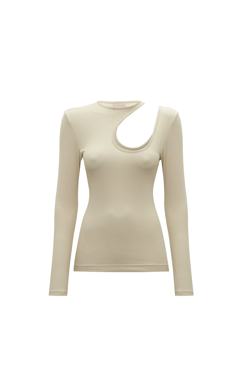 BLUSA MANGA LONGA GOTA DECOTE MALHA BEGE (8362927882467)