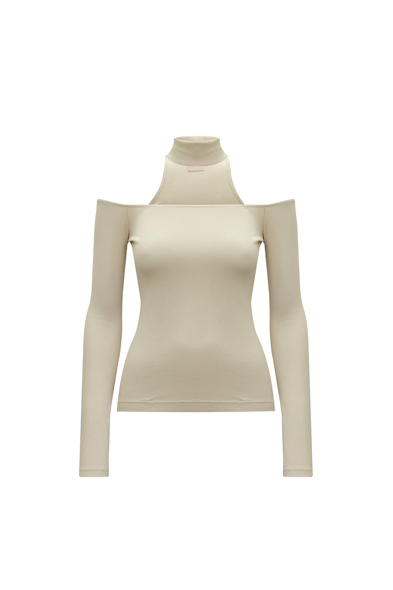 BLUSA DECOTE GOLA FALSA MALHA BEGE (8362926506211)
