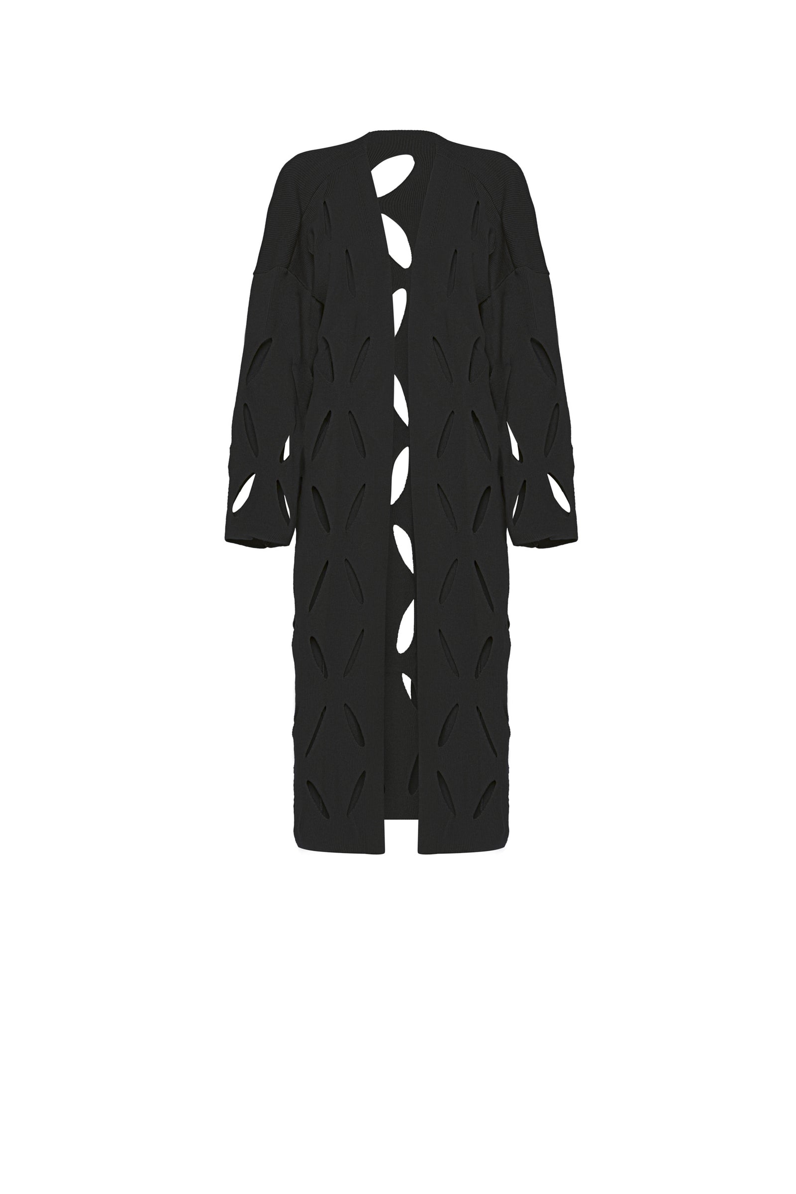 CARDIGAN TRICOT LONGO FUROS PRETO – TIG STORE